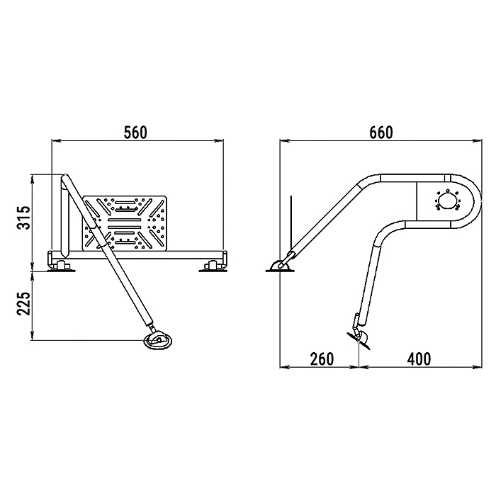 Стойка рулевая с креплением на баллон надувной лодки 25мм в Тюмени