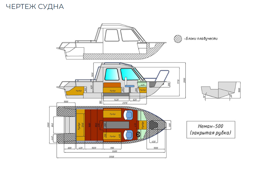 Алюминиевый катер Неман-500 (закрытая рубка) в Тюмени