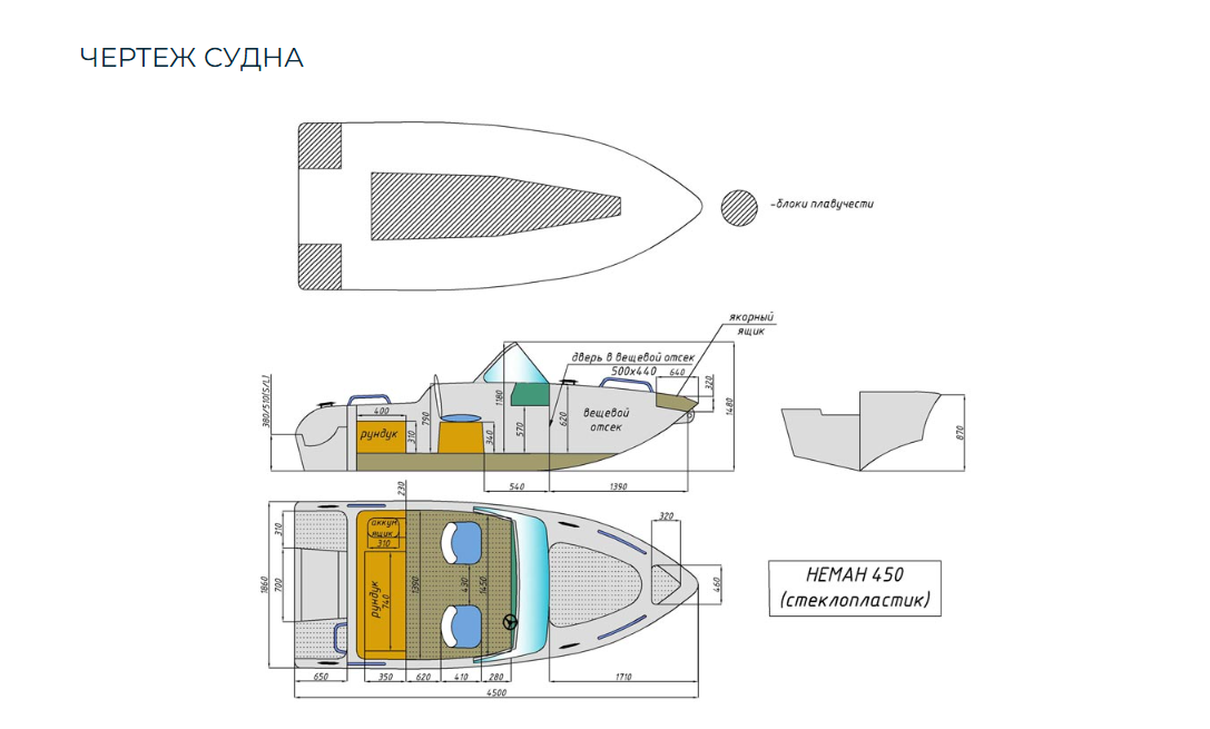Стеклопластиковый катер Neman-450 в Тюмени