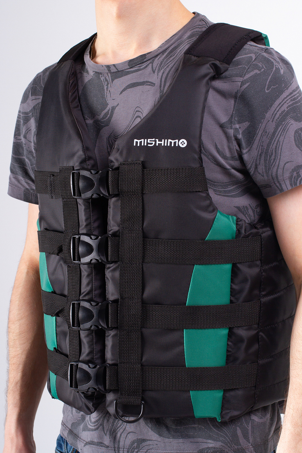 Жилет спасательный MISHIMO PRO Премиум качества Черно-зеленый в Тюмени