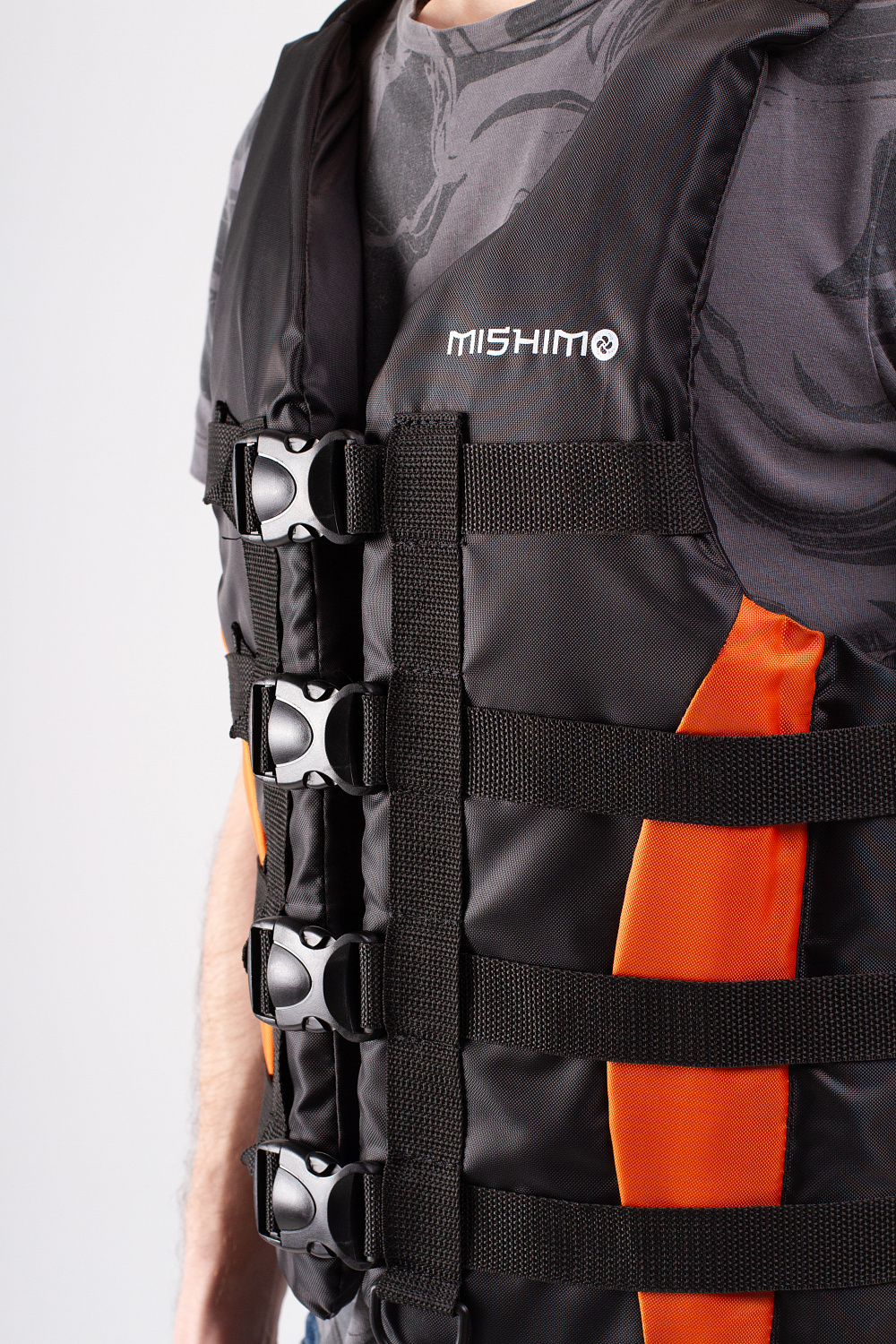 Жилет спасательный MISHIMO PRO Премиум качества Черно-оранжевый в Тюмени