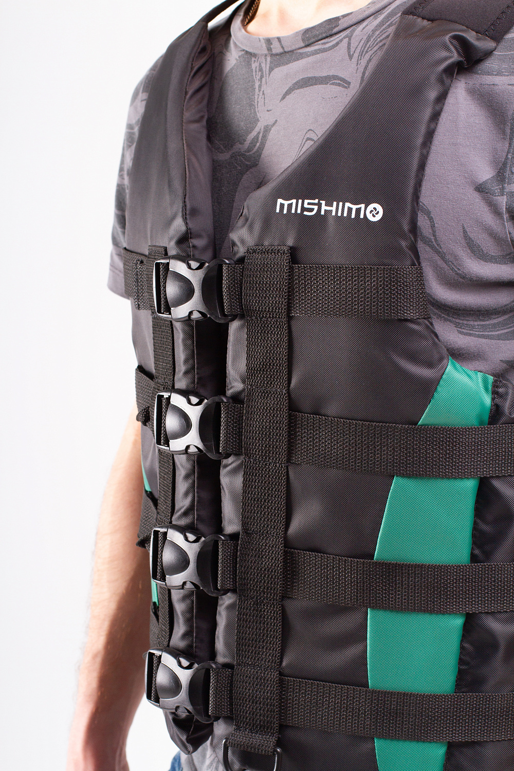 Жилет спасательный MISHIMO PRO Премиум качества Черно-зеленый в Тюмени