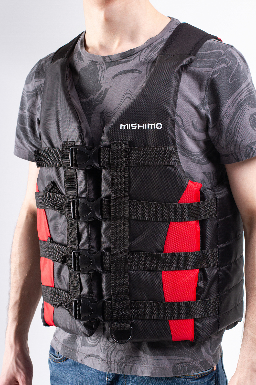 Жилет спасательный MISHIMO PRO Премиум качества Черно-красный в Тюмени